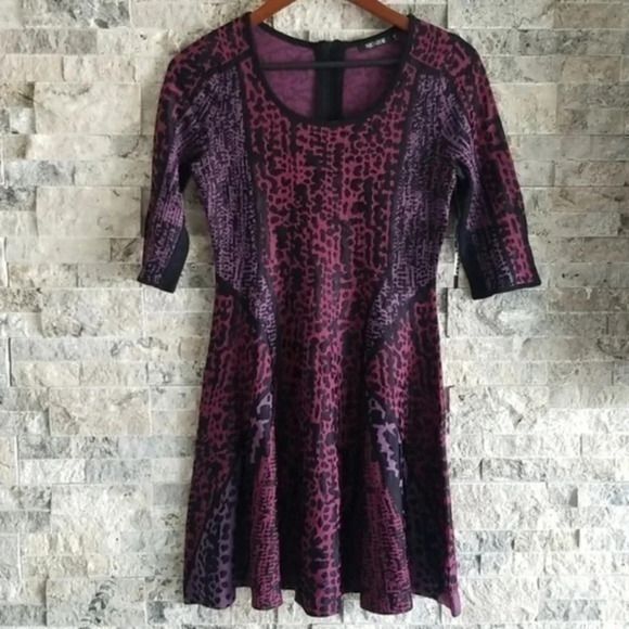 NIC + ZOE Purple Animal Print A-Line Dress - Picture 1 of 6